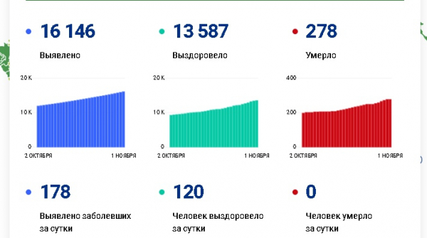 1 ноября в Самарской области подтверждено 178 случаев новой коронавирусной инфекции